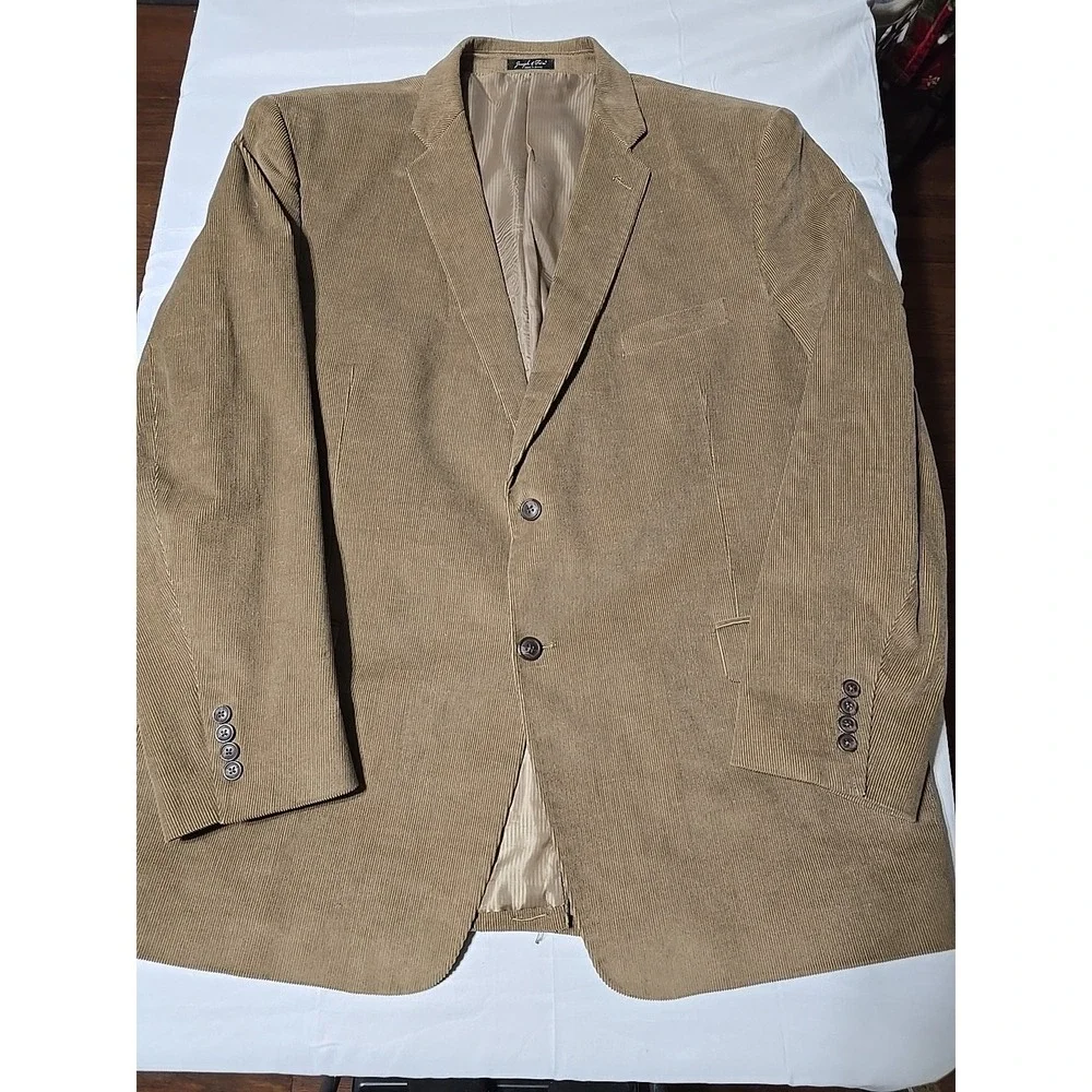 Joseph & Feiss Blazer Men's 50L Tan Corduroy Two Button Sport Coat Jacket